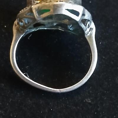 Spoon ring with beautiful .925 greenish stone ring
