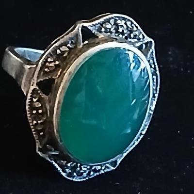 Spoon ring with beautiful .925 greenish stone ring