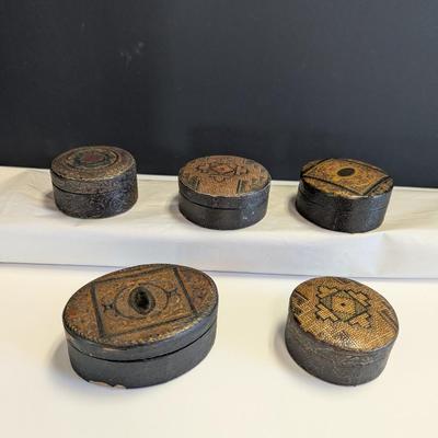 Antique Leather Trinket Jewelry Boxes Textured #1