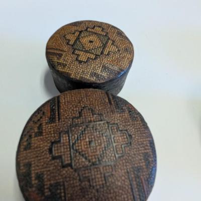Antique Leather Trinket Jewelry Boxes Textured #1