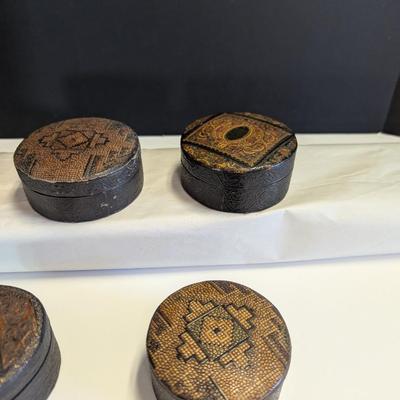Antique Leather Trinket Jewelry Boxes Textured #1