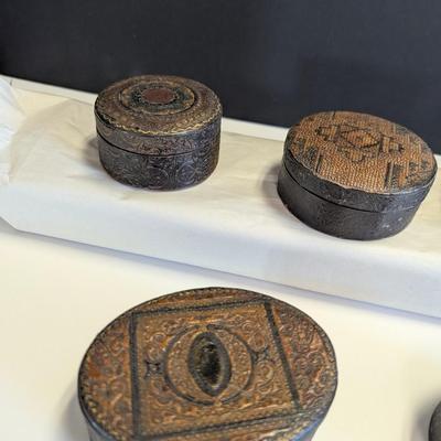 Antique Leather Trinket Jewelry Boxes Textured #1