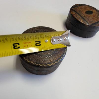 Antique Leather Trinket Jewelry Boxes Textured #1