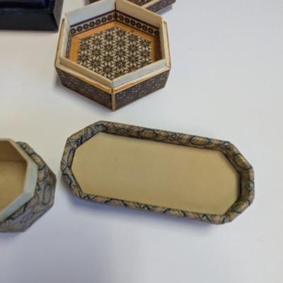 Antique Leather Trinket Jewelry Boxes Textured & Silk Lining #2