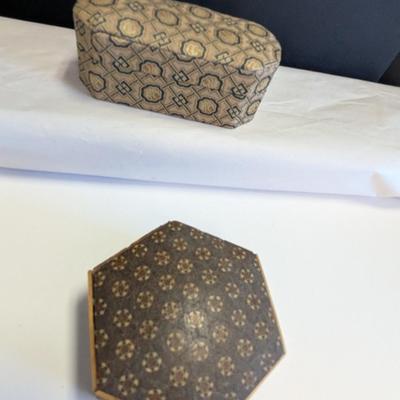 Antique Leather Trinket Jewelry Boxes Textured & Silk Lining #2