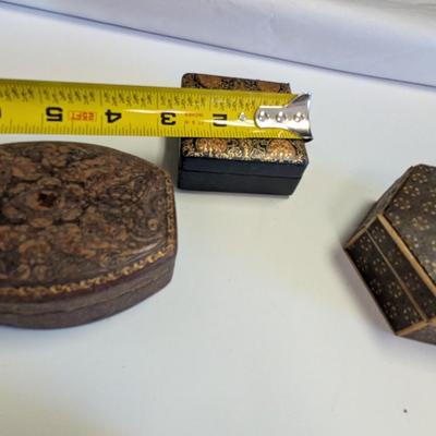 Antique Leather Trinket Jewelry Boxes Textured & Silk Lining #2