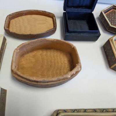 Antique Leather Trinket Jewelry Boxes Textured & Silk Lining #2