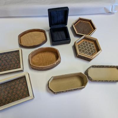Antique Leather Trinket Jewelry Boxes Textured & Silk Lining #2