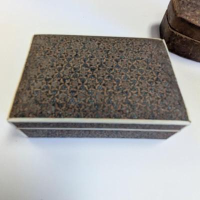 Antique Leather Trinket Jewelry Boxes Textured & Silk Lining #2