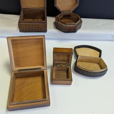 Antique Wooden Hinged Trinket Jewelry Boxes #5