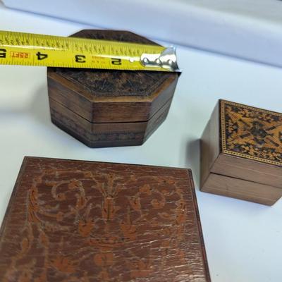 Antique Wooden Hinged Trinket Jewelry Boxes #5