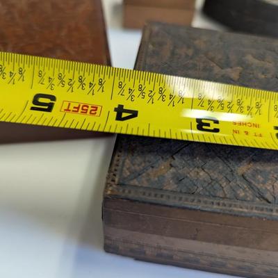 Antique Wooden Hinged Trinket Jewelry Boxes #5