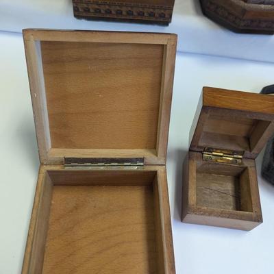 Antique Wooden Hinged Trinket Jewelry Boxes #5
