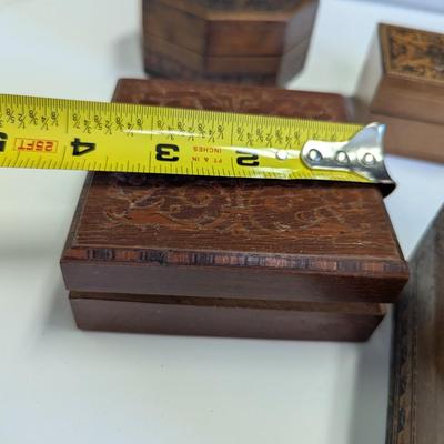 Antique Wooden Hinged Trinket Jewelry Boxes #5