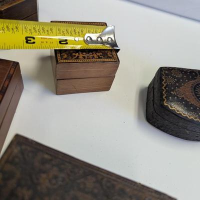 Antique Wooden Hinged Trinket Jewelry Boxes #5