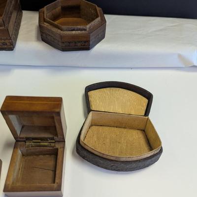 Antique Wooden Hinged Trinket Jewelry Boxes #5