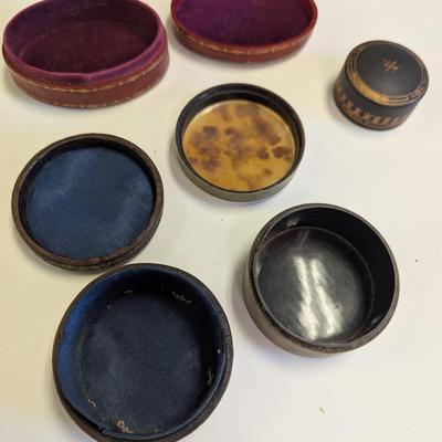 Antique Leather & Round Horn Trinket Box circa 1870 #6