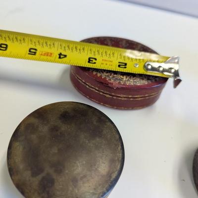 Antique Leather & Round Horn Trinket Box circa 1870 #6