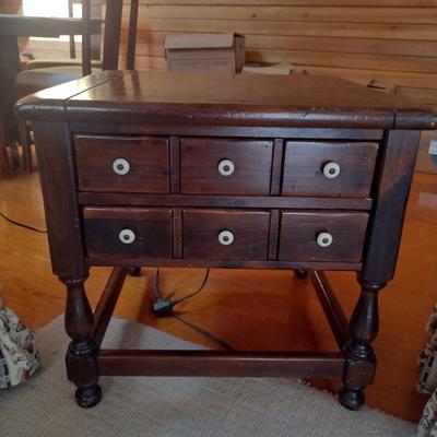 Ethan Allen Wooden Double Drawer Side Table