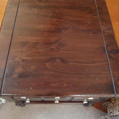 Ethan Allen Wooden Double Drawer Side Table
