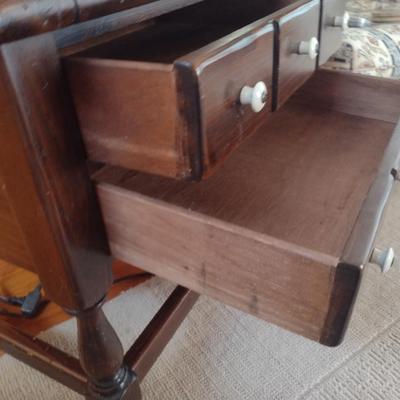 Ethan Allen Wooden Double Drawer Side Table