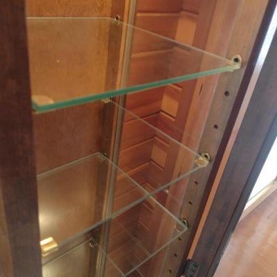 Ethan Allen Lighted Curio Cabinet- Approx 12 3/4" Wide, 11 3/4" Deep, 72 1/4" Tall