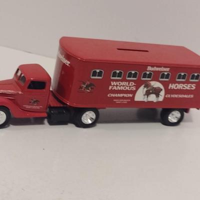 Pair of ERTL Scale Model Die Cast Banks- Budweiser Trucks