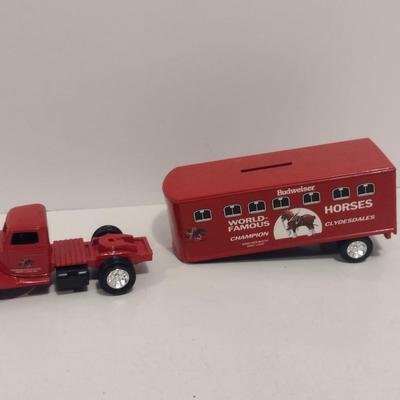 Pair of ERTL Scale Model Die Cast Banks- Budweiser Trucks