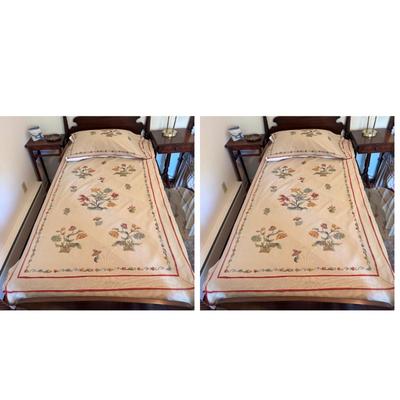 Sale Photo Thumbnail #1182: Floral Design Handmade during WWII
Twin bed size
Very good condition considering age