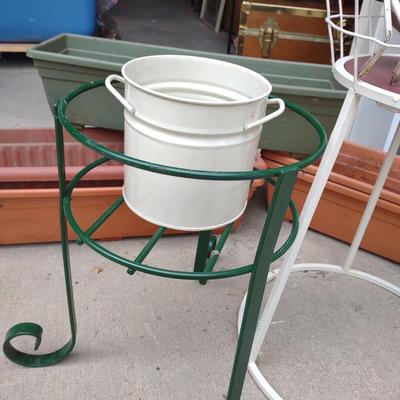 PLANTERS AND PLANT STANDS PLUS GARDENING TOOLS