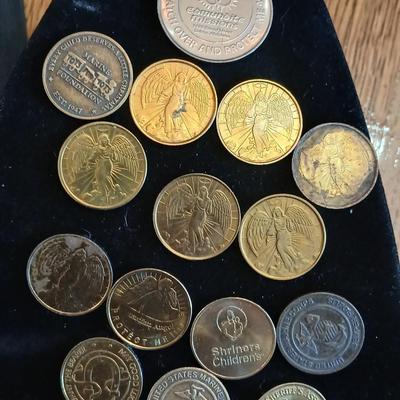 Vintage Guardian Angel tokens - Good luck token - Marine Corps token - Toys for Tots - Tokens to pay it forward