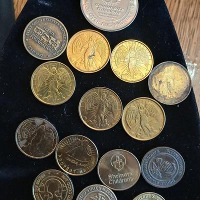 Vintage Guardian Angel tokens - Good luck token - Marine Corps token - Toys for Tots - Tokens to pay it forward