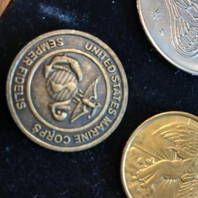 Vintage Guardian Angel tokens - Good luck token - Marine Corps token - Toys for Tots - Tokens to pay it forward