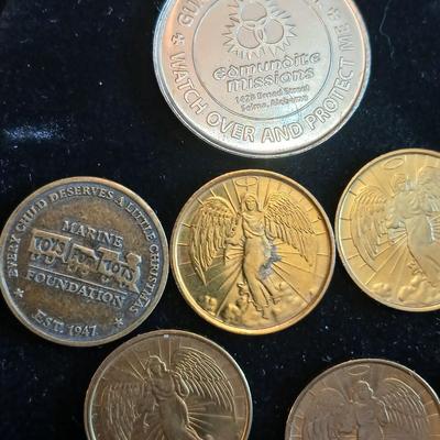 Vintage Guardian Angel tokens - Good luck token - Marine Corps token - Toys for Tots - Tokens to pay it forward