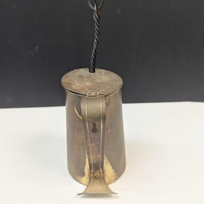 Sale Photo Thumbnail #1835: Antique Copper Brass Fire Starter Tankard Wrought Iron With Pumice