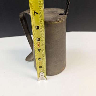 Sale Photo Thumbnail #1841: Antique Copper Brass Fire Starter Tankard Wrought Iron With Pumice