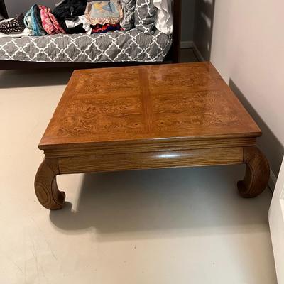Sale Photo Thumbnail #103: Henredon Ming Coffee Table. Small blemish on the edge of the top (See Photos).  This table is very heavy.
43"X43"X16"