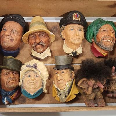 Sale Photo Thumbnail #29: Vintage Bossons Chalkware Wall Hanging Heads - Lot of 9 - Condition all in great shape