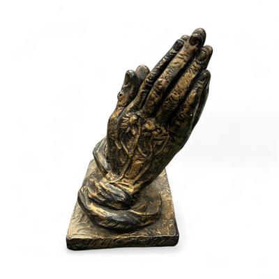 Sale Photo Thumbnail #124: Ceramic Praying Hands Sculpture 
10.5" Tall x 8.5" wide x 7" Deep