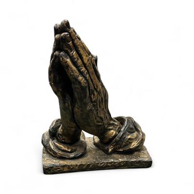 Sale Photo Thumbnail #125: Ceramic Praying Hands Sculpture 
10.5" Tall x 8.5" wide x 7" Deep