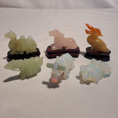 Carved Opalite, Jade, & More Animal Figurines (K-EL)