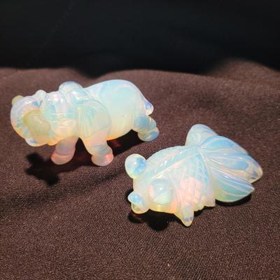 Carved Opalite, Jade, & More Animal Figurines (K-EL)