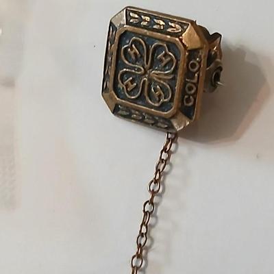Assortment of award pins with a black fabric covered box