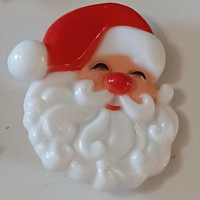 Vintage Christmas pins - Bells, tree, Santa, candy cane, holly, and a wreath