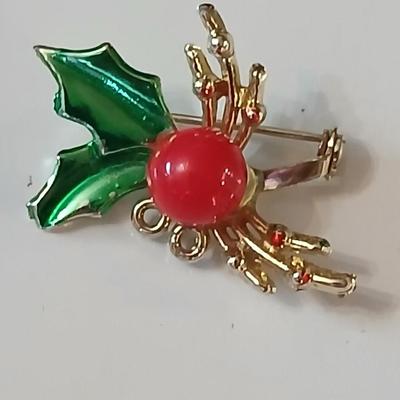 Vintage Christmas pins - Bells, tree, Santa, candy cane, holly, and a wreath