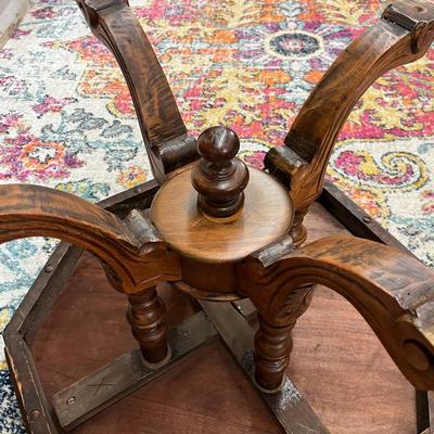 Sale Photo Thumbnail #156: Octagonal Table crafted from Walnut and Burr Walnut featuring exquisite marquetry inlay
29" Wide X 19.5" Tall