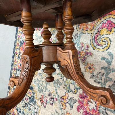 Sale Photo Thumbnail #152: Octagonal Table crafted from Walnut and Burr Walnut featuring exquisite marquetry inlay
29" Wide X 19.5" Tall
