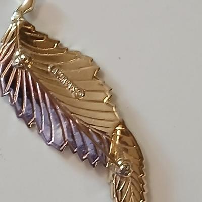 Vintage gold toned leaf themed Jewlery - Brooch pins, earrings, Money, Laurel Burch, Sarah Coventry