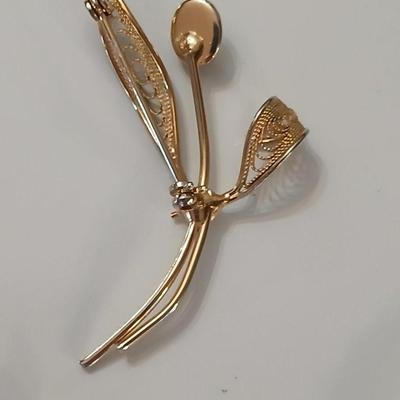 Vintage gold toned leaf themed Jewlery - Brooch pins, earrings, Money, Laurel Burch, Sarah Coventry