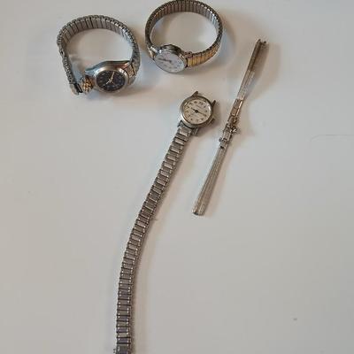 Three women's watches -Caravelle, Milan, Vintage Timex Indiglo